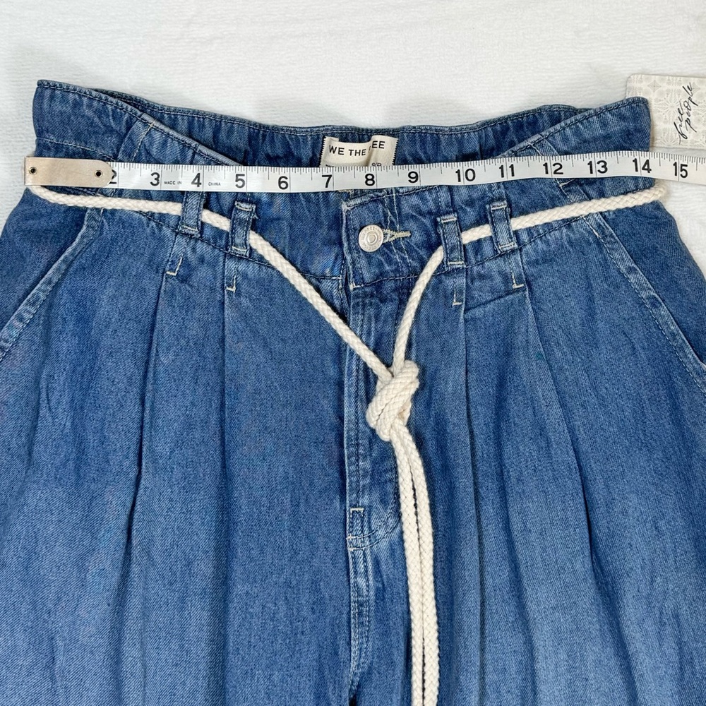 Free People We The Free Dakota Cinched Pull-On Wide-Leg Jeans Light Blue Size S - Picture 13 of 16